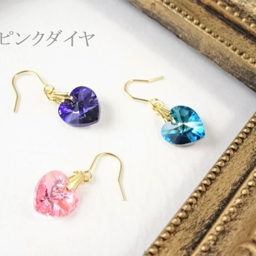 チョコ様　SWAROVSKI ハート型ロングピアス チョコ様 SWAROVSKI ハート型ロングピアス