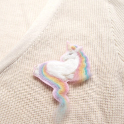 彩虹 獨角獸 羊毛氈 刺繡 插畫 小別針(1P) 第3張的照片