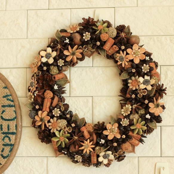 コーヒー豆で作ったお花のリース リース toccorri（トッコリ） 通販