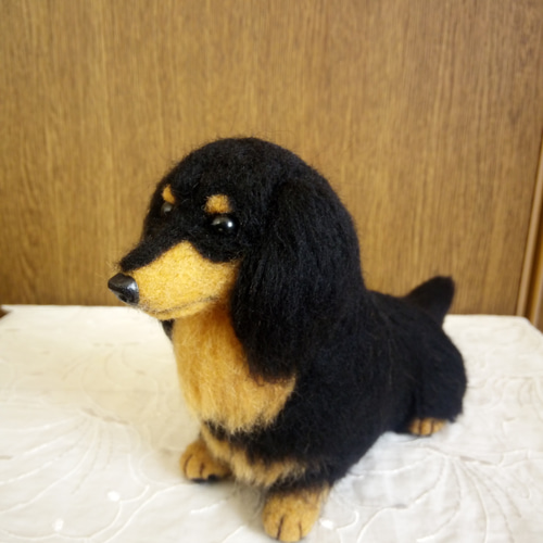 羊毛フェルト 犬 ダックス ブラックタン 羊毛フェルト masapan 通販
