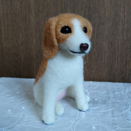 羊毛フェルト　ハンドメイド　ビーグル 羊毛フェルト レモンビーグル 羊毛フェルト masapan 通販