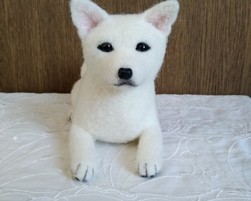羊毛フェルト 日本犬 紀州犬 白い犬 羊毛フェルト masapan 通販