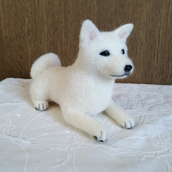羊毛フェルト　日本犬　紀州犬　白い犬 2枚目の画像