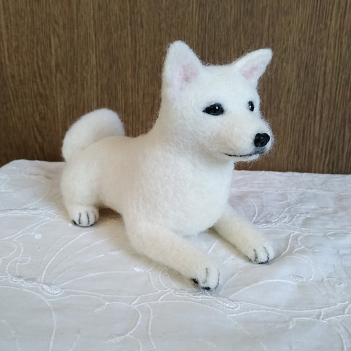 羊毛フェルト 日本犬 紀州犬 白い犬 羊毛フェルト masapan 通販