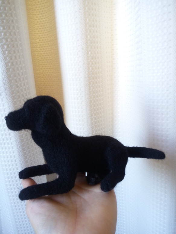 羊毛フェルト 犬  黒ラブラドールレトリバー 3枚目の画像
