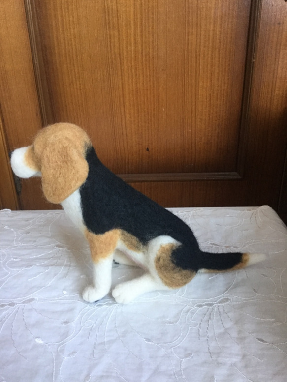 羊毛フェルト 犬 ビーグル おすわり 4枚目の画像