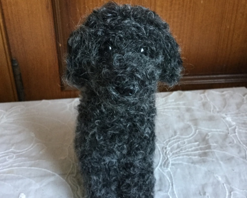 羊毛フェルト 毛糸 犬 トイプードル グレー 羊毛フェルト