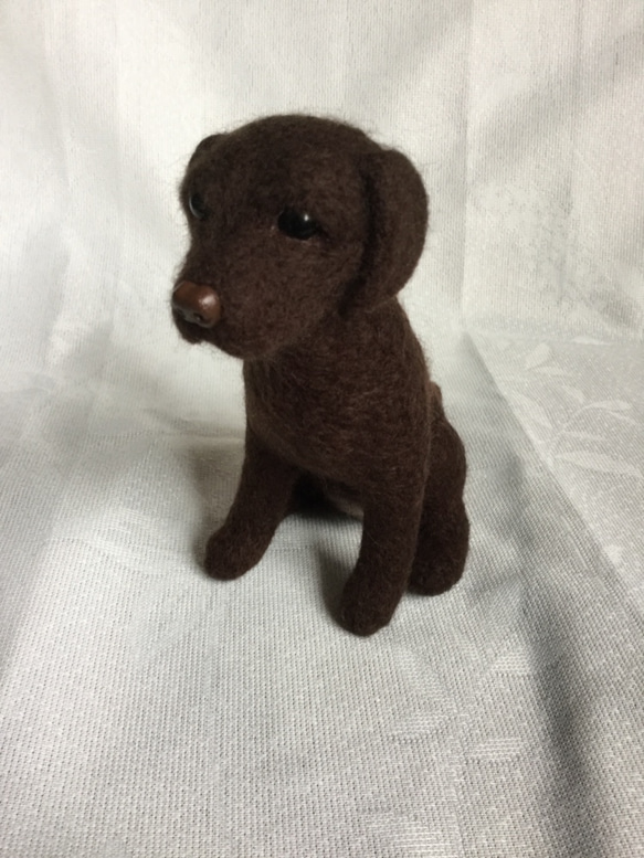 羊毛フェルト 犬 ラブラドールレトリバー チョコ 色濃いめ 3枚目の画像