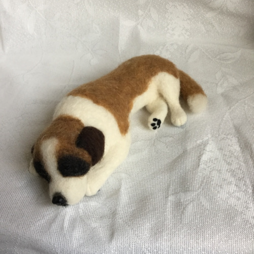 ☆羊毛フェルト ハンドメイド セントバーナード 大型犬 樽付き