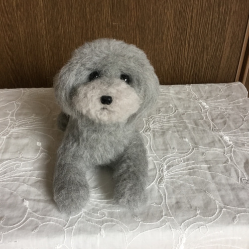 羊毛フェルト 犬 トイプードル グレー 1 羊毛フェルト masapan 通販 