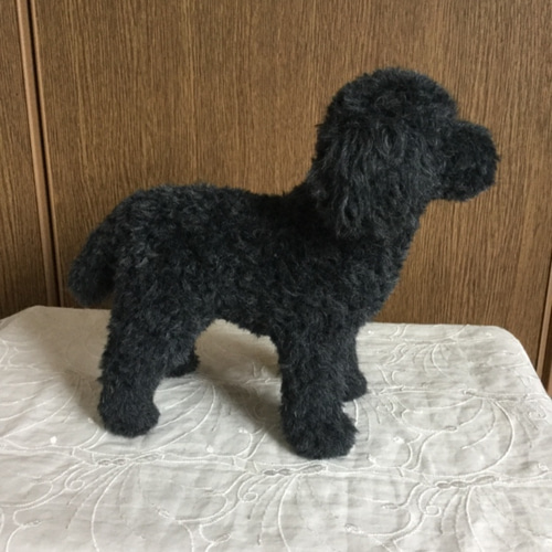 羊毛フェルト 犬 トイプードル ダークグレー 羊毛フェルト masapan