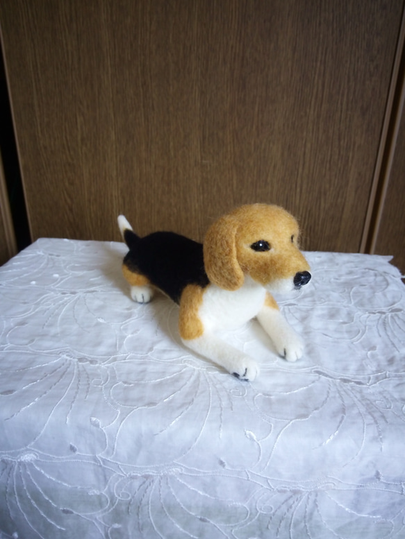 羊毛フェルト　犬　ビーグル 2枚目の画像