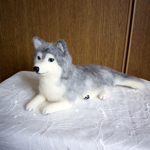 羊毛フェルト 犬 シベリアンハスキー 羊毛フェルト masapan 通販