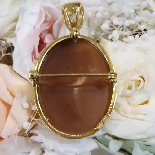 シェルカメオ フクロウ Cameo ペンダント ブローチ ネックレス