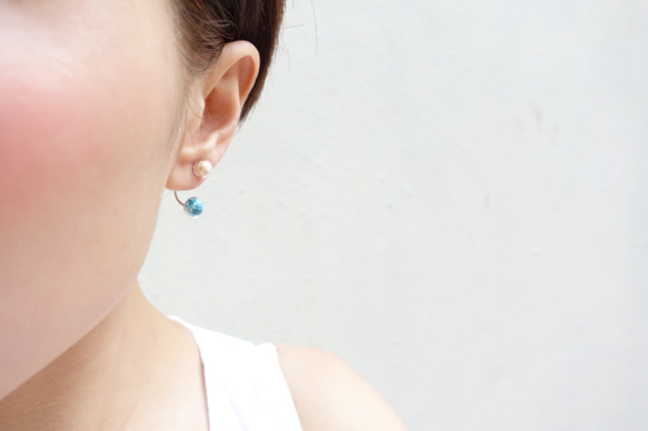 Moon Style 925SterlingSliver Earrings( 3 ways )月亮花球純銀耳環 滿天星 第1張的照片