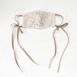 lace ribbon mask cover (offwhite) レース リボン マスク カバー 2枚目の画像