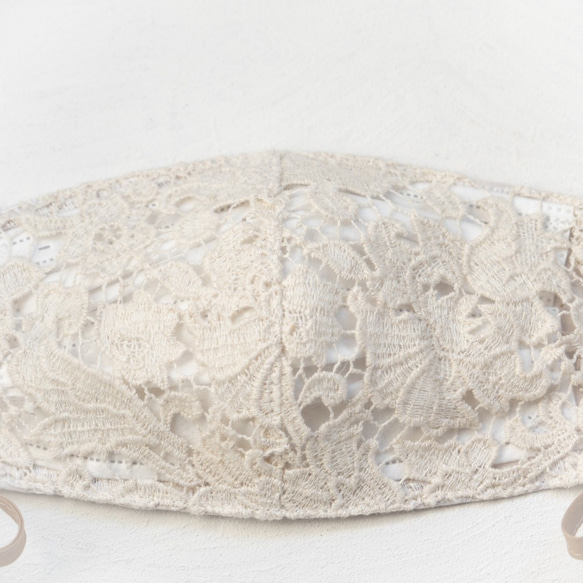 lace ribbon mask cover (offwhite) レース リボン マスク カバー 5枚目の画像