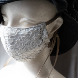 lace ribbon mask cover (offwhite) レース リボン マスク カバー 8枚目の画像