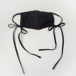 lace ribbon mask cover (blackflower) レース リボン マスク カバー 2枚目の画像