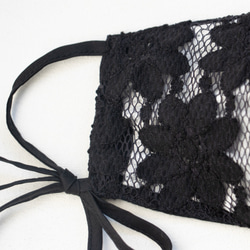lace ribbon mask cover (blackflower) レース リボン マスク カバー 3枚目の画像