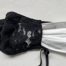 lace ribbon mask cover (blackflower) レース リボン マスク カバー 4枚目の画像