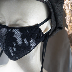 lace ribbon mask cover (blackflower) レース リボン マスク カバー 8枚目の画像