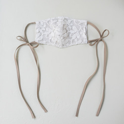 lace ribbon mask cover (linenflower-b) レース リボン マスク カバー 1枚目の画像