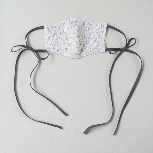 lace ribbon mask cover (linenflower-g) レース リボン マスク カバー 3枚目の画像