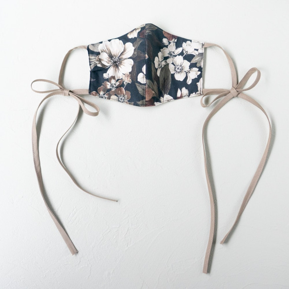 【SALE】cotton print  triple gauze ribbon mask  (chic-be) 1枚目の画像