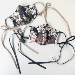 【SALE】cotton print  triple gauze ribbon mask  (chic-be) 6枚目の画像