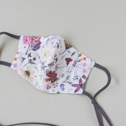 liberty linen print  triple gauze ribbon mask  (dark gray) 4枚目の画像