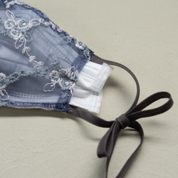 lace ribbon mask cover (lake blue) レース リボン マスク カバー 5枚目の画像