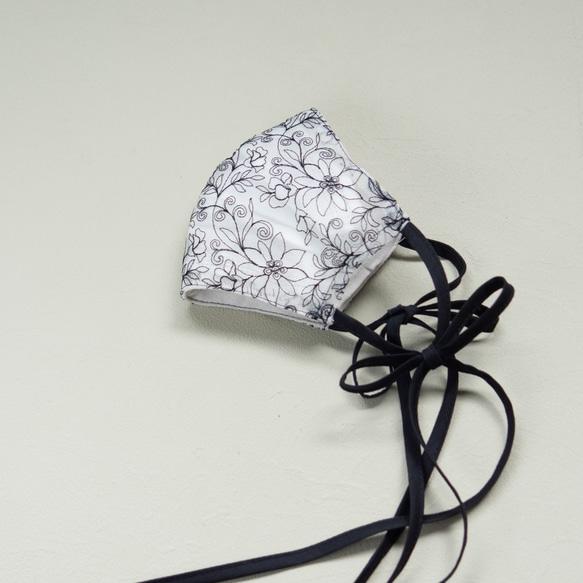 lace ribbon mask cover (clear black) レース リボン マスク カバー 2枚目の画像