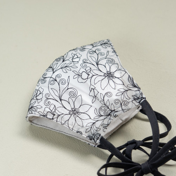 lace ribbon mask cover (clear black) レース リボン マスク カバー 3枚目の画像