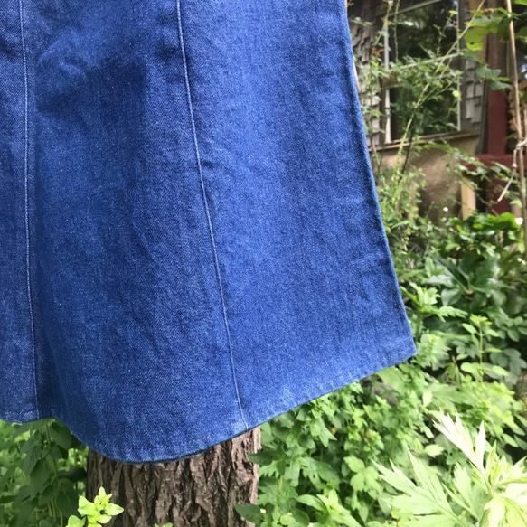 １点もの　デニム　マーメイドスカート　コットン　パッチワークポケット　綺麗めロング　 2枚目の画像