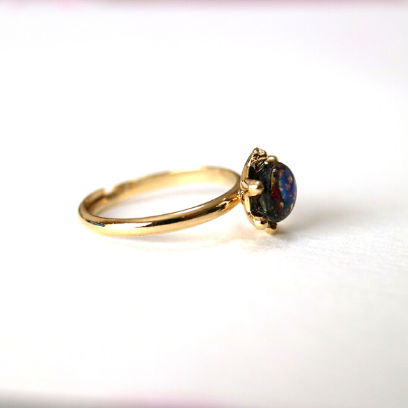 ヴィンテージ ブルーオパールカラー指輪 3枚目の画像