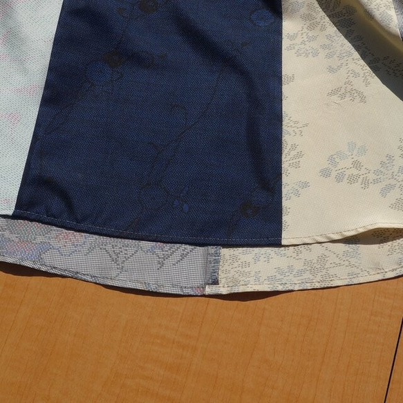 大島紬リメイク　３２枚剥ぎフレアスカート 9枚目の画像