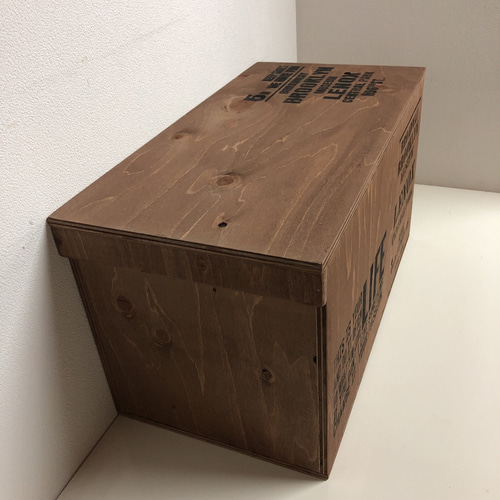 ウッドボックス りんご箱 ウォルナット 2Lペットボトル収納可能箱 送料手数料込 ウッドボックス りんご箱 ウォルナット 2Lペットボトル収納可能