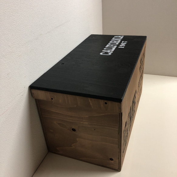 ウッドボックス ウッド 木製 ウォルナット×ブラック 収納可能箱 新品 6枚目の画像