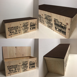 ウッドボックス 無塗装×ブラウン★ ロング 収納箱 BOX 9枚目の画像