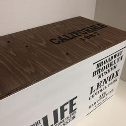 ウッドボックス ウッド 木製 WHITE×ウォルナット  収納可能箱 新品 4枚目の画像