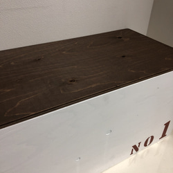 ウッドボックス 木製 ホワイト×ウォルナット NO1 収納可能箱 新品 4枚目の画像