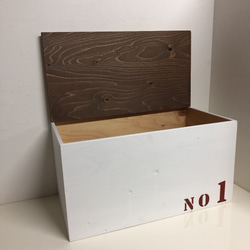 ウッドボックス 木製 ホワイト×ウォルナット NO1 収納可能箱 新品 6枚目の画像