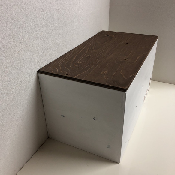 ウッドボックス 木製 ホワイト×ウォルナット NO1 収納可能箱 新品 7枚目の画像