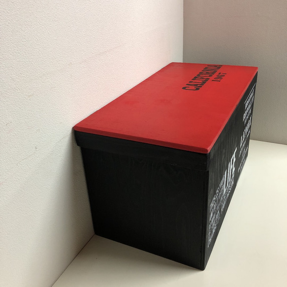 ウッドボックス 木製 ブラック×レッド 収納可能箱 新品 6枚目の画像