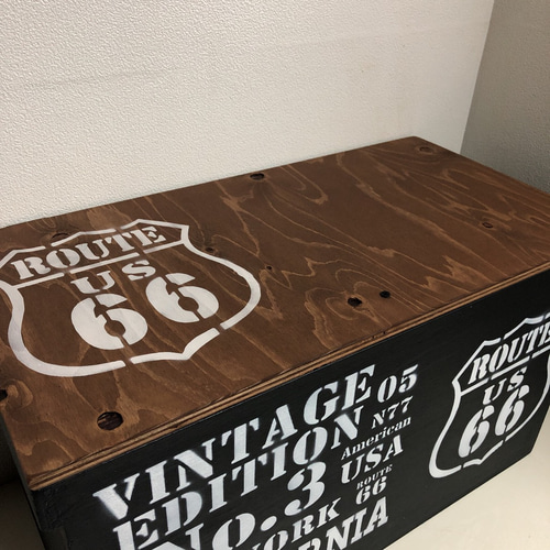 【年間ランキング6年連続受賞】 ウッドボックス ROUTE66 BLACK×WALNUT 収納箱 新品 未使用 家具・インテリア