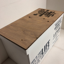ウッドボックス ウッド 木製 WHITE×ウォルナット  収納可能箱 新品 6枚目の画像