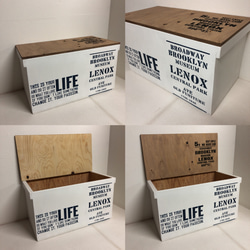 ウッドボックス ウッド 木製 WHITE×ウォルナット  収納可能箱 新品 7枚目の画像