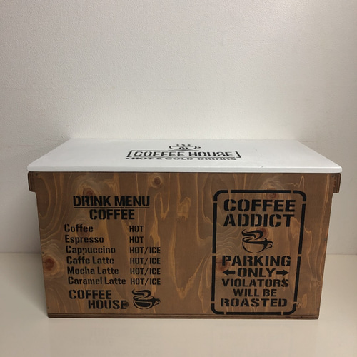 ウッド ウッドボックス 木製 無塗装×ブラック 2Lペットボトル収納可能箱