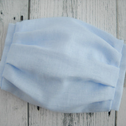 ダブルガーゼのポケット付き立体プリーツマスク（ブルー） 1枚目の画像